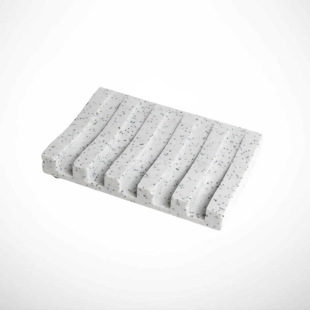 White Soap Tray marble quartz pattern by Pure Spruce