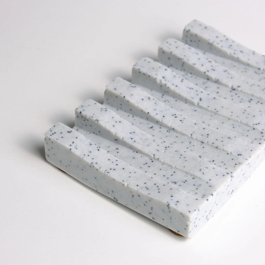 White Soap Tray marble quartz pattern by Pure Spruce Side view