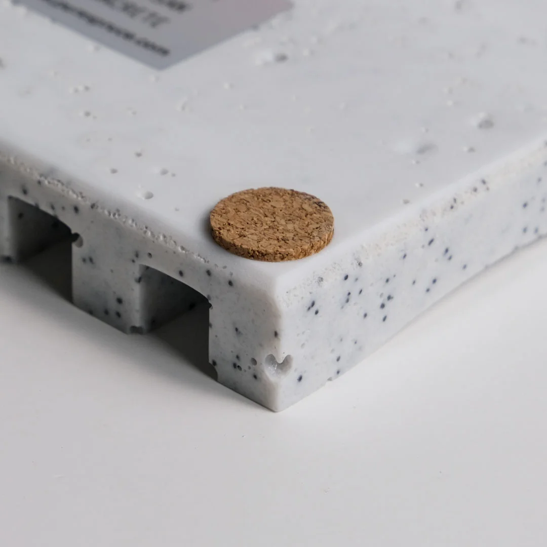 White Soap Tray marble quartz pattern with Cork Feet by Pure Spruce