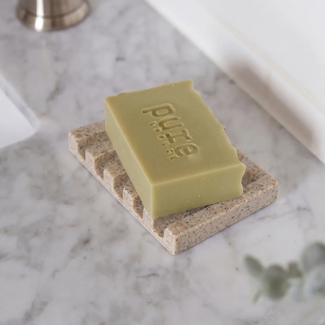 Brown Soap Tray marble quartz pattern In a bathroom by Pure Spruce