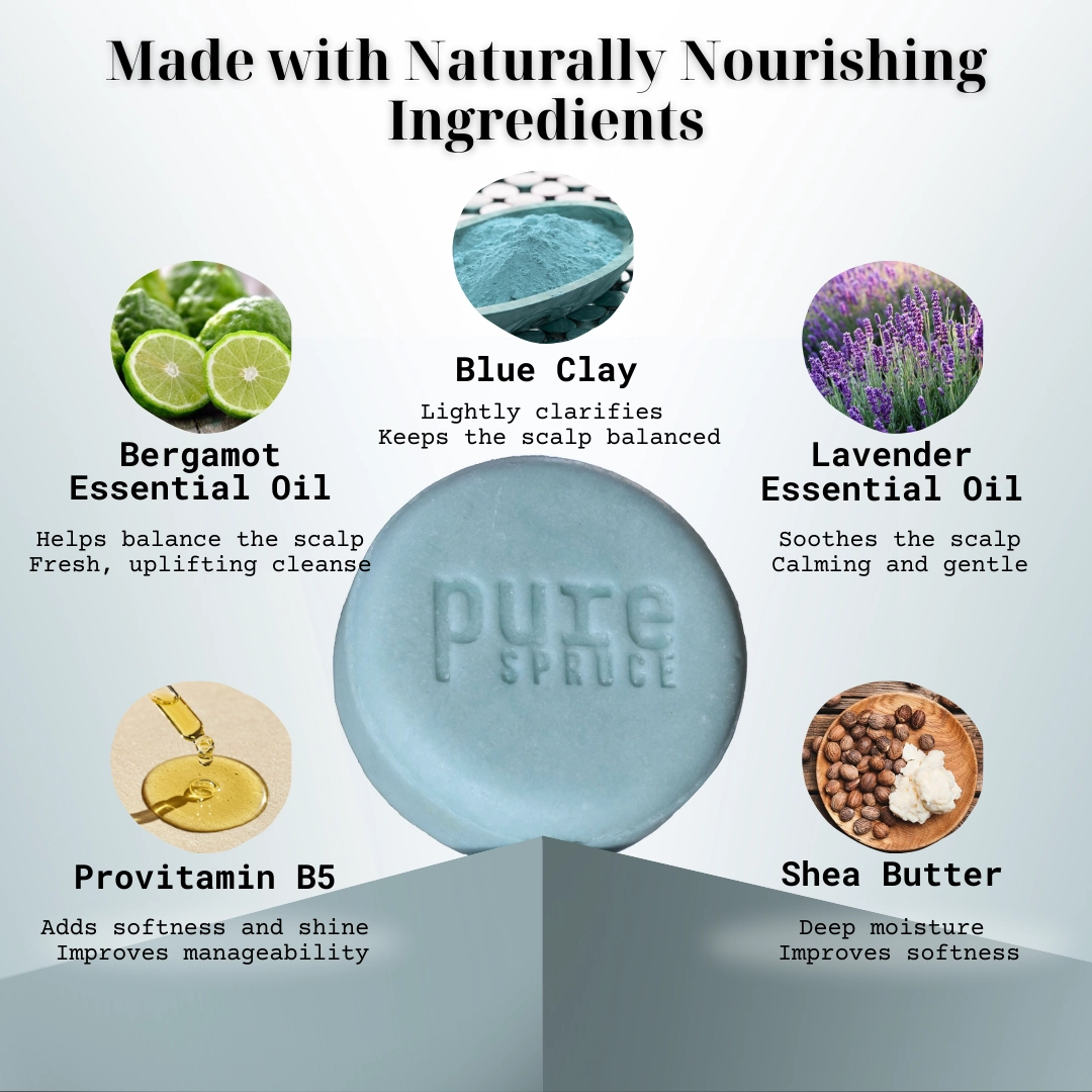 Pure Spruce Natural Shampoo Bar Ingredients - Blue Sky