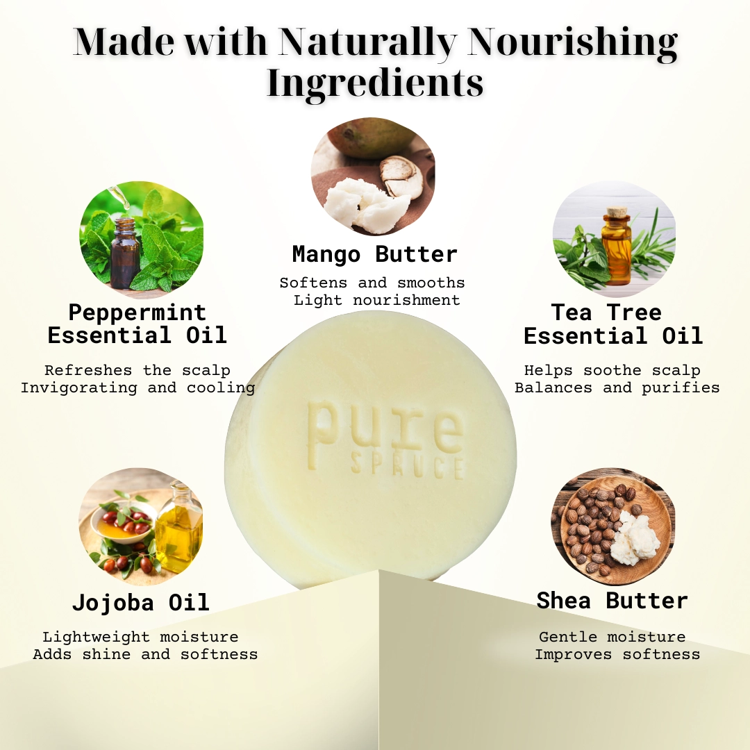 Pure Spruce Natural Shampoo Bar Ingredients - Gentle frost