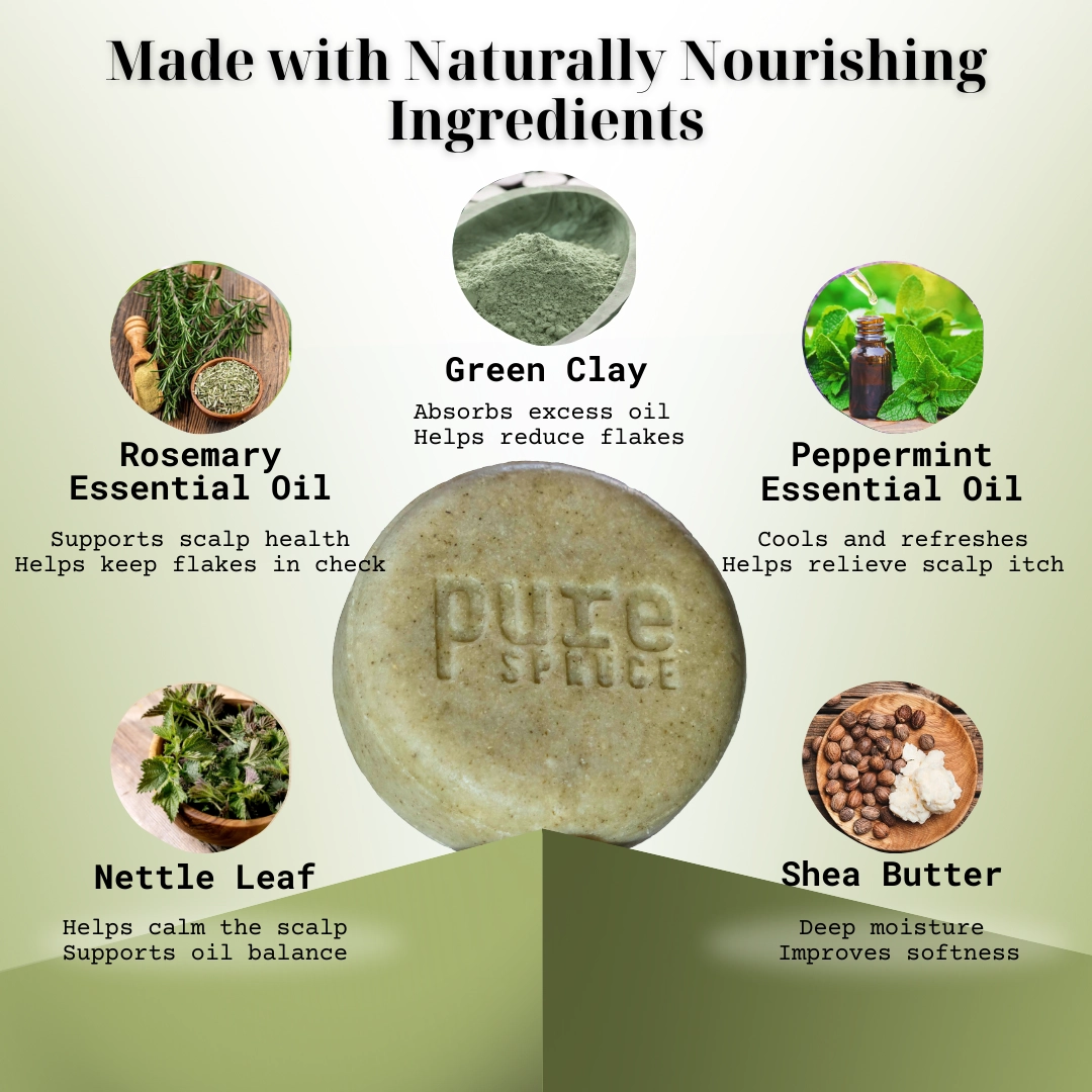 Pure Spruce Rosemary Shampoo Bar Ingredients - Herbal Breeze