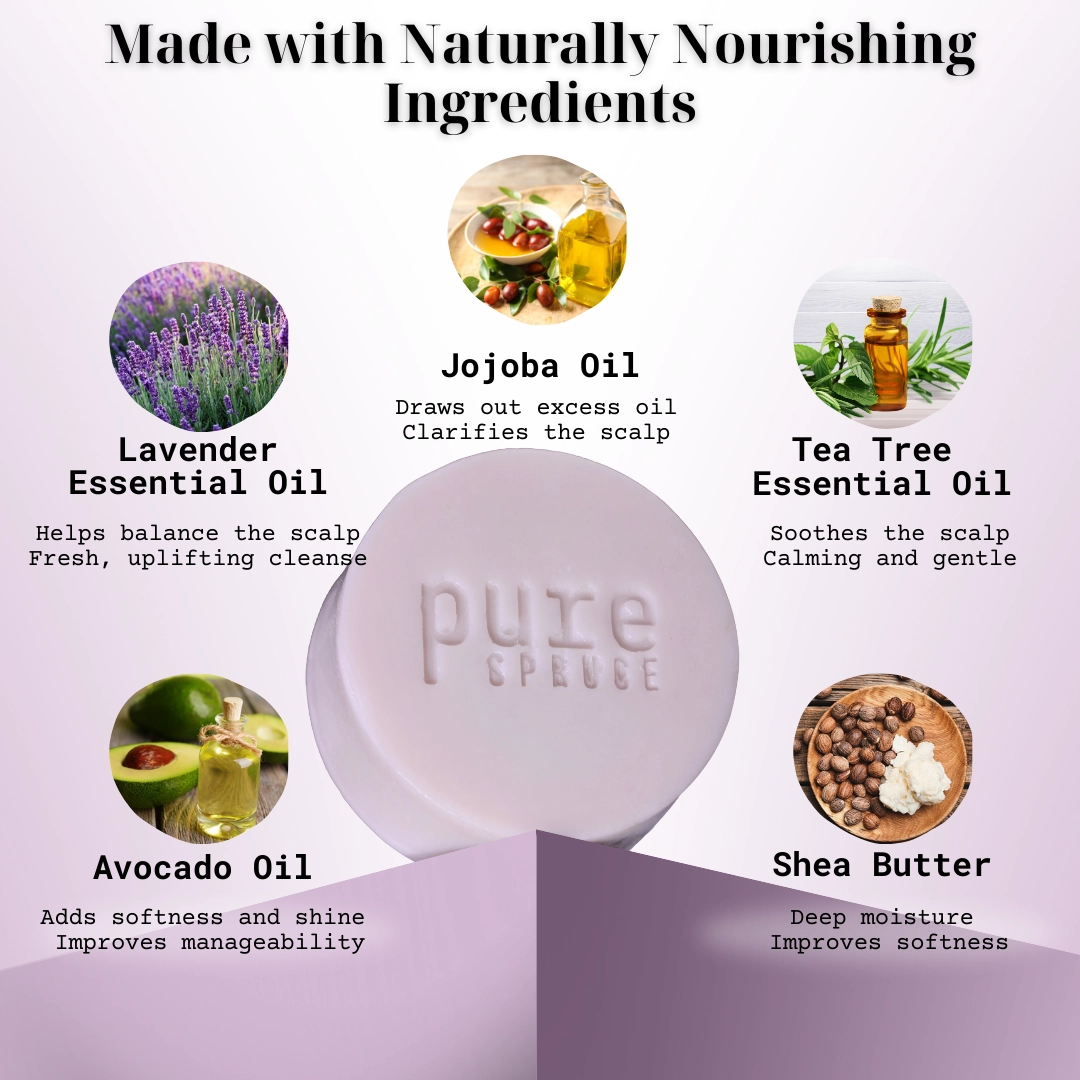 Pure Spruce Natural Shampoo Bar Ingredients - Lavender Moon