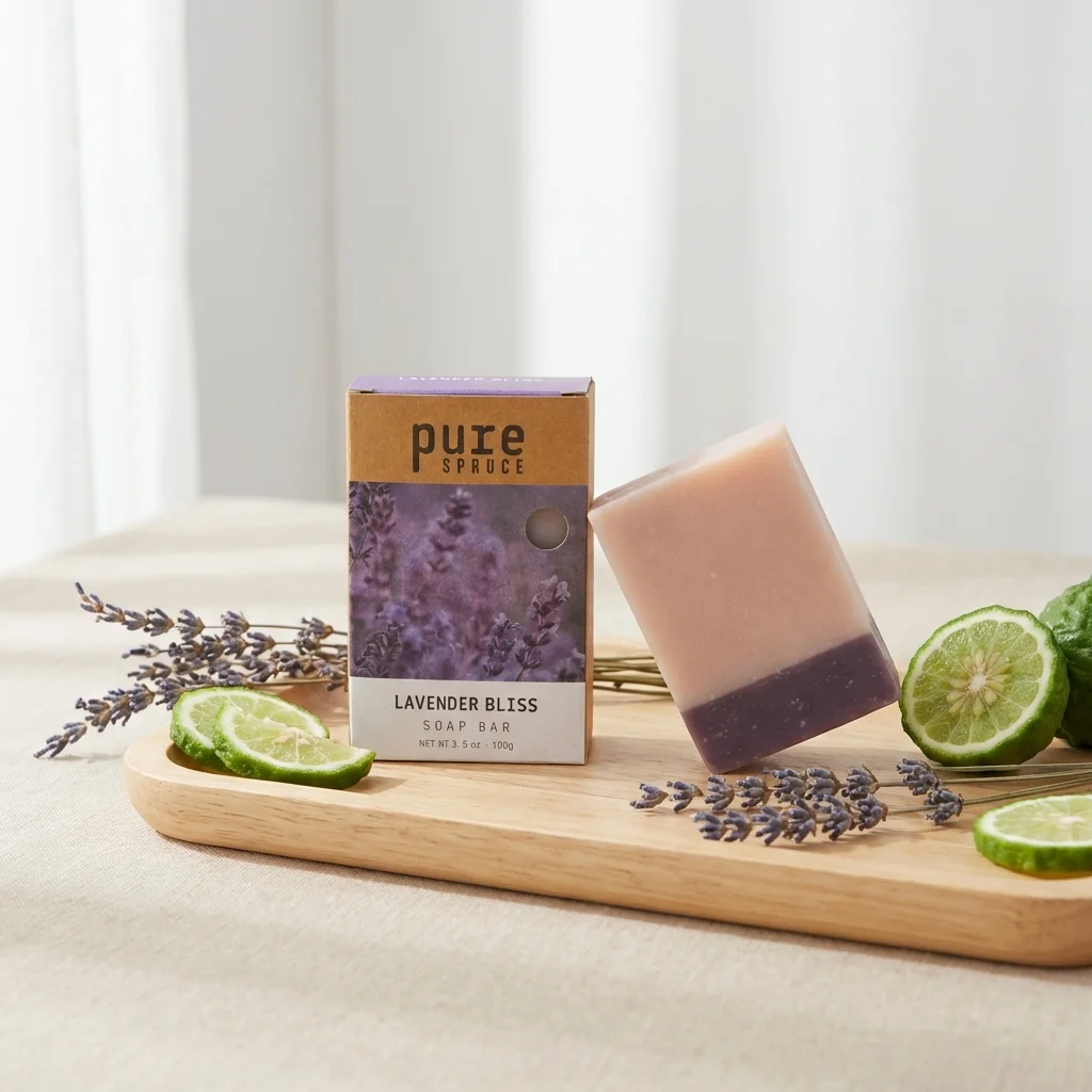 Lavender soap bar by Pure Spruce front facing Lavender & Bergamont