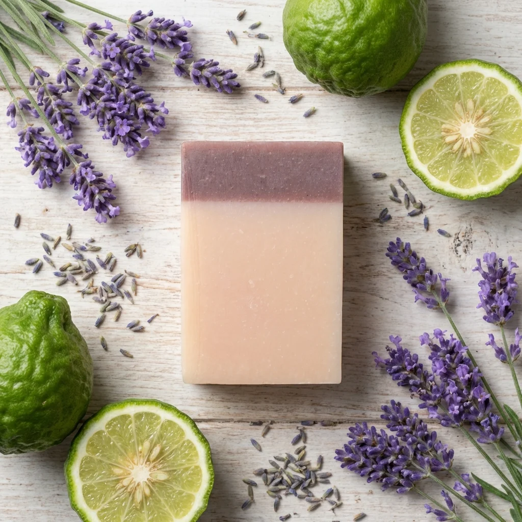 Lavender Bliss soap bar Pure spruce ingredients top down