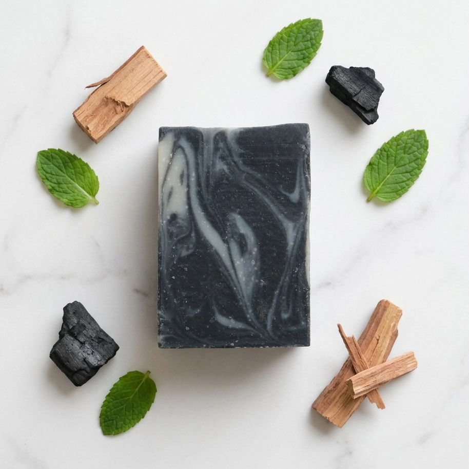 Storm Soap bar by pure spruce with Cedarwood, pepermint & charcoal