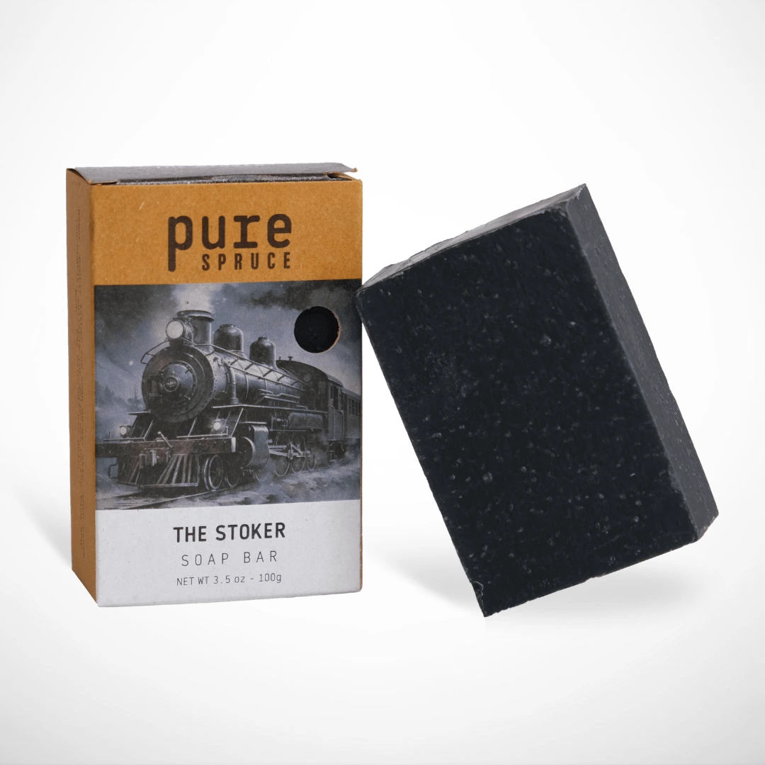 Pure spruce: Soap Bar Natural Stoker, charcoal, packaged