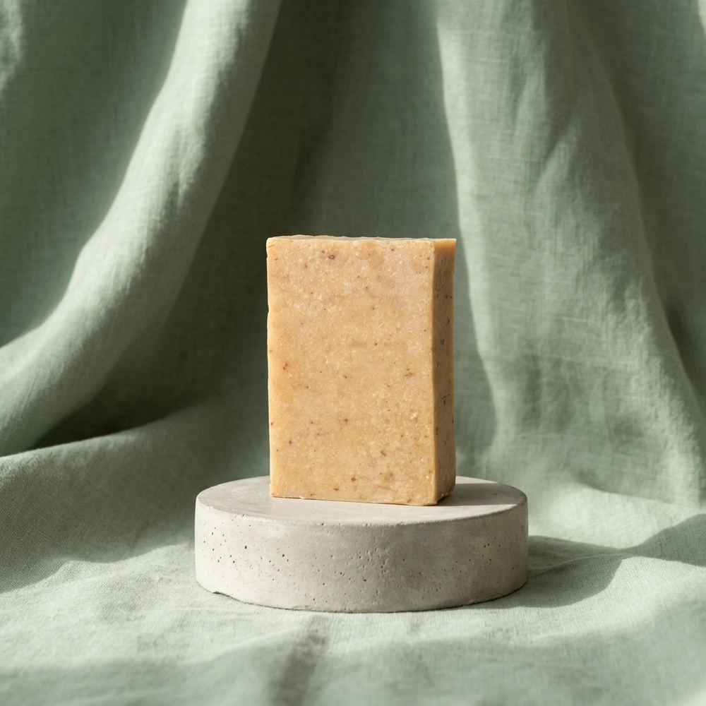 Honey Harmony soap bar by pure spruce green fabric