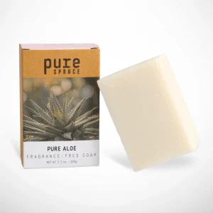 Pure spruce soap bar natural Aloe, fragrance free, Pure Aloe packaged