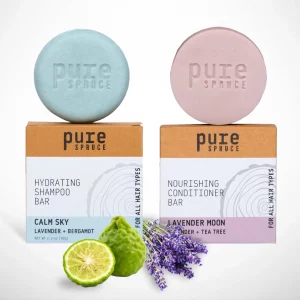 Pure Spruce: Natural Handmade Shampoo and Conditioner Bundle Set - Bergamot and Lavender