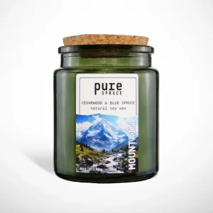 Mountain Soy Wax Green Glass Candle Pure Spruce