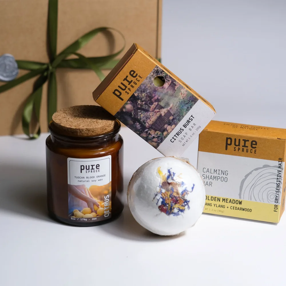 Gift Box Harmony Custom Gift Set Contents bath and body Pure spruce