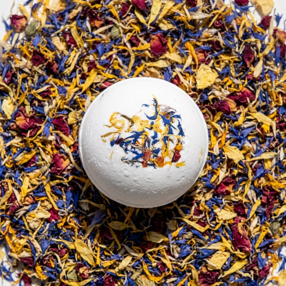 Pure Spruce: Relax Lavender & Geranium Artisan Bath Bomb top down