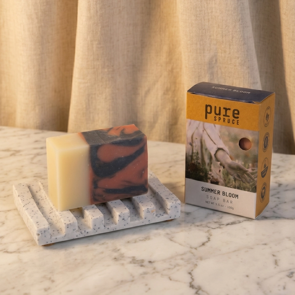 Soap and tray gift box products by Pure Spruce