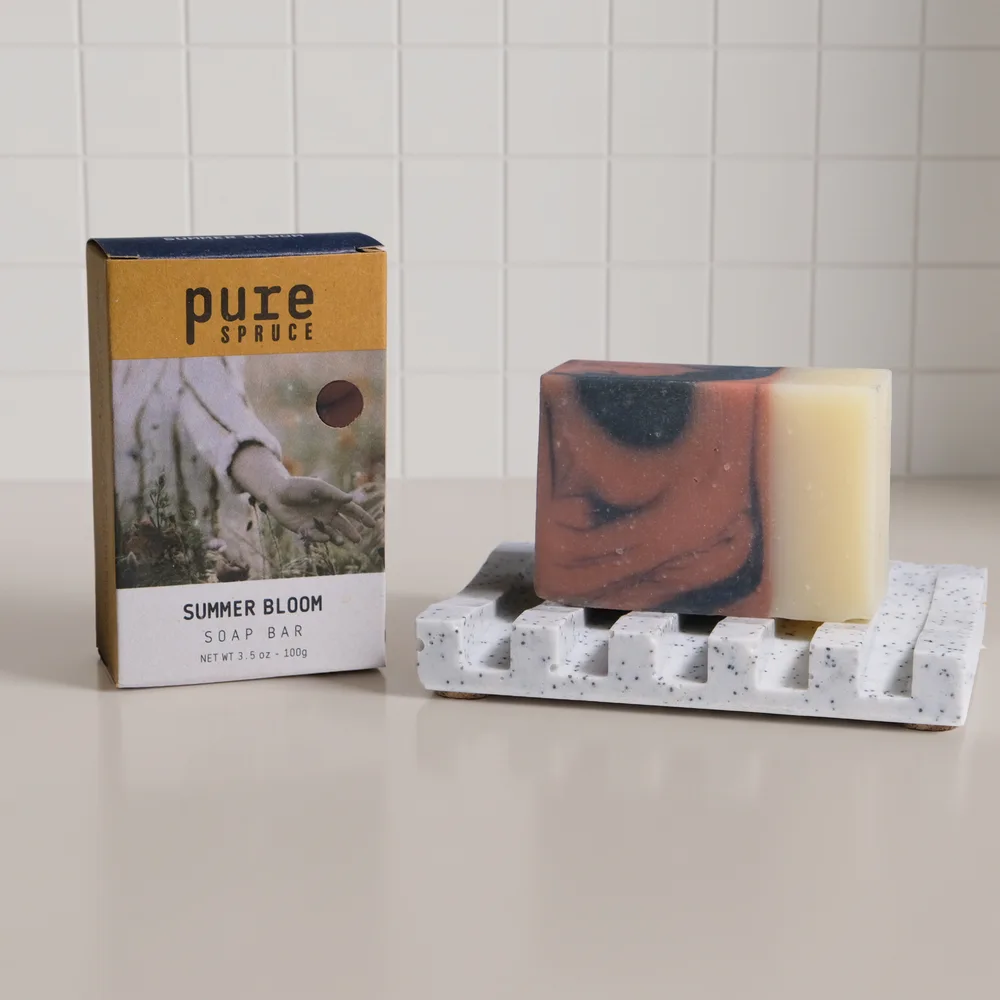 Soap and tray gift box products by Pure Spruce