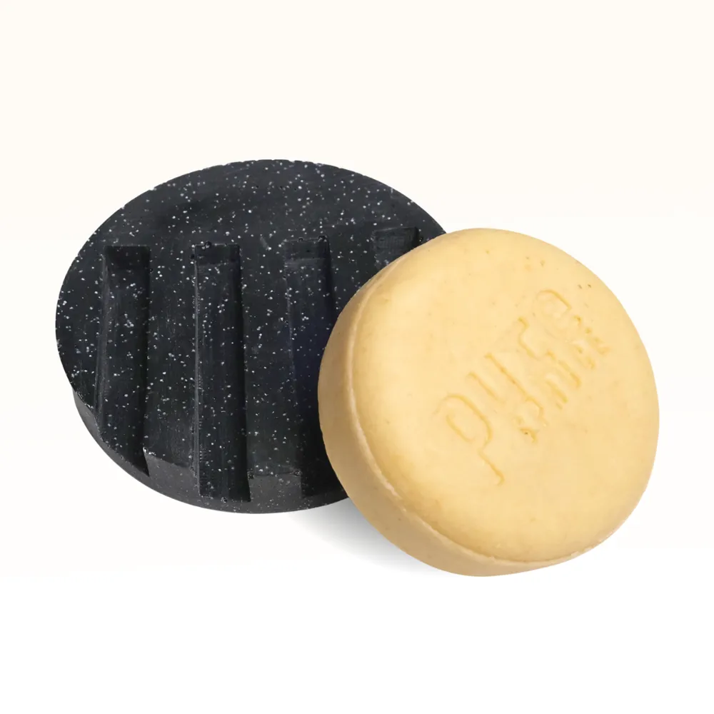Black Circle draining tray Pure Spruce With Golden Meadow Shampoo bar